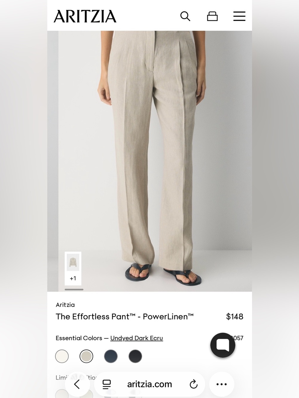 Aritzia The Effortless Pant™ — Undyed Dark Ecru